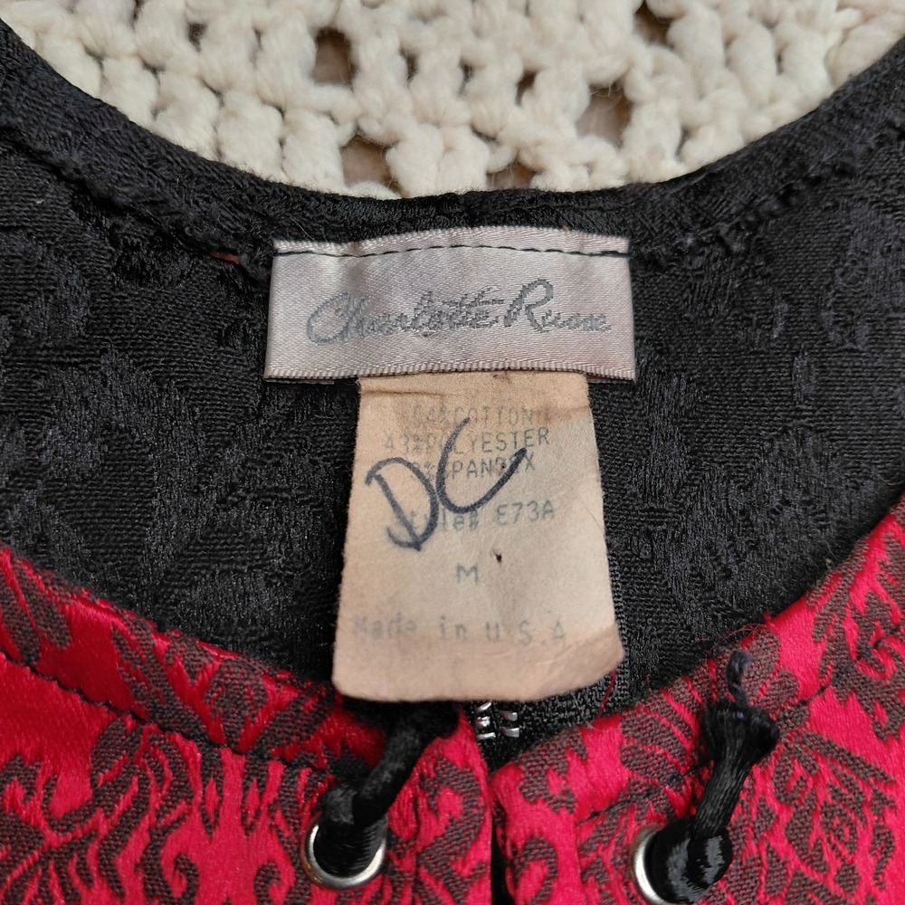 Vtg Charlotte Russe Corset Shirt Red Black Lace Up Front‎ Zip Back Goth Vamp Y2K - Picture 3 of 8
